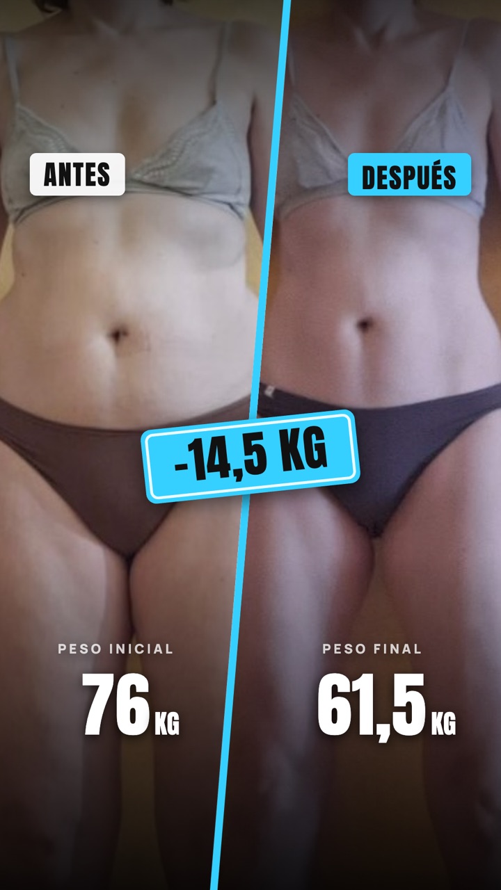 Cambio físico de 76 a 61,5 kilos
