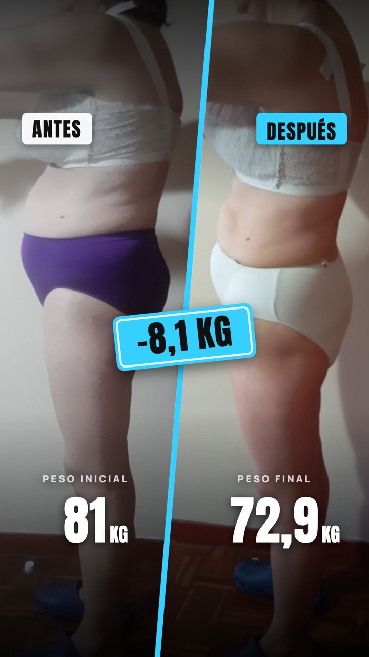 Cambio físico de 81 a 72,9 kilos